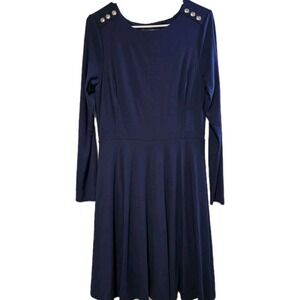 White House Black Market Women's Dress Long Sleeve Lined Navy Size 6 EUC